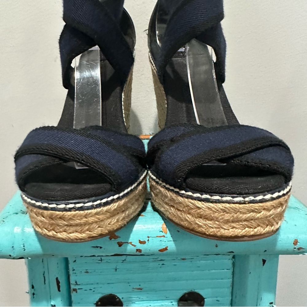 Tory Burch Adonis Espadrille Navy Black Size 9 - Picture 16 of 16